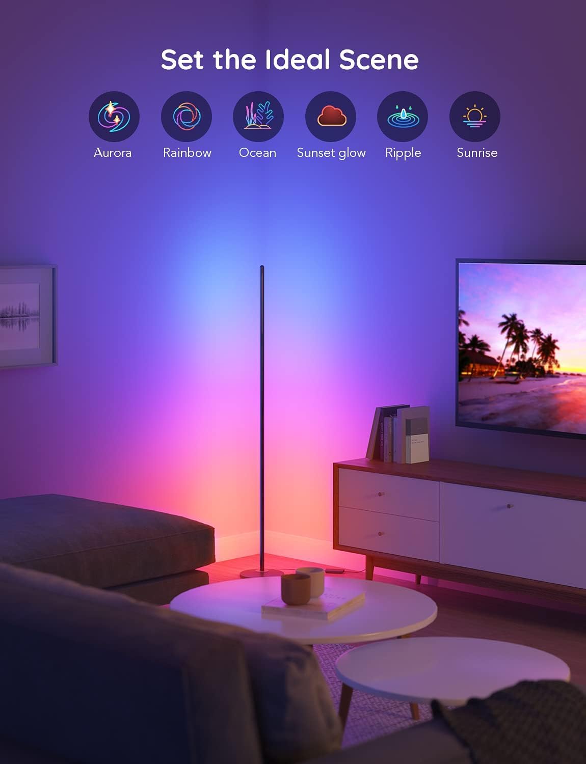 مصباح أرضي ذكي من Govee RGBICW H6076 باللون الأسود