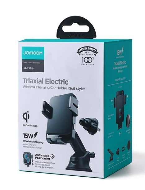 Joyroom jr-zs219 Qi 15W حامل شاحن سيارة لاسلكي كهربائي دوار (بدلة)
