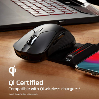 HyperX Pulsefire Dart (OPEN BOX) - ماوس ألعاب RGB لاسلكي، تخصيص التحكم بالبرمجيات، 6 أزرار قابلة للبرمجة، بطارية شحن Qi تصل إلى 50 ساعة - الكمبيوتر الشخصي، PS4، Xbox One متوافق، أسود
