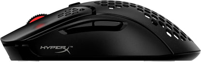HyperX Pulsefire Haste (صندوق مفتوح) – ماوس ألعاب لاسلكي – خفيف الوزن للغاية، 61 جرام، عمر بطارية 100 ساعة، لاسلكي 2.4 جيجا هرتز، غلاف على شكل قرص العسل، تصميم سداسي، ما يصل إلى 16000 نقطة في البوصة، 6 أزرار قابلة للبرمجة – أسود
