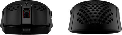 HyperX Pulsefire Haste (صندوق مفتوح) – ماوس ألعاب لاسلكي – خفيف الوزن للغاية، 61 جرام، عمر بطارية 100 ساعة، لاسلكي 2.4 جيجا هرتز، غلاف على شكل قرص العسل، تصميم سداسي، ما يصل إلى 16000 نقطة في البوصة، 6 أزرار قابلة للبرمجة – أسود