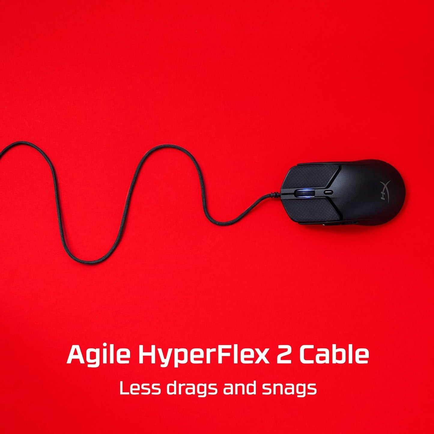 HyperX Pulsefire Haste 2 (صندوق مفتوح) – ماوس ألعاب سلكي – خفيف الوزن للغاية، 53 جرام، معدل استقصاء 8000 هرتز، مستشعر دقيق، كابل Hyperflex 2، التوصيل والتشغيل – أسود