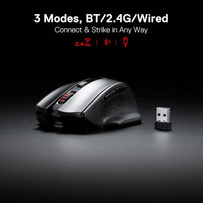 Redragon WOKI M994 ماوس ألعاب بلوتوث لاسلكي WOKI، 26000 نقطة في البوصة ماوس ألعاب سلكي/لاسلكي مع اتصال 3 أوضاع، BT و2.4G لاسلكي، 6 أزرار ماكرو، سعة طاقة متينة للكمبيوتر الشخصي/Mac/الكمبيوتر المحمول