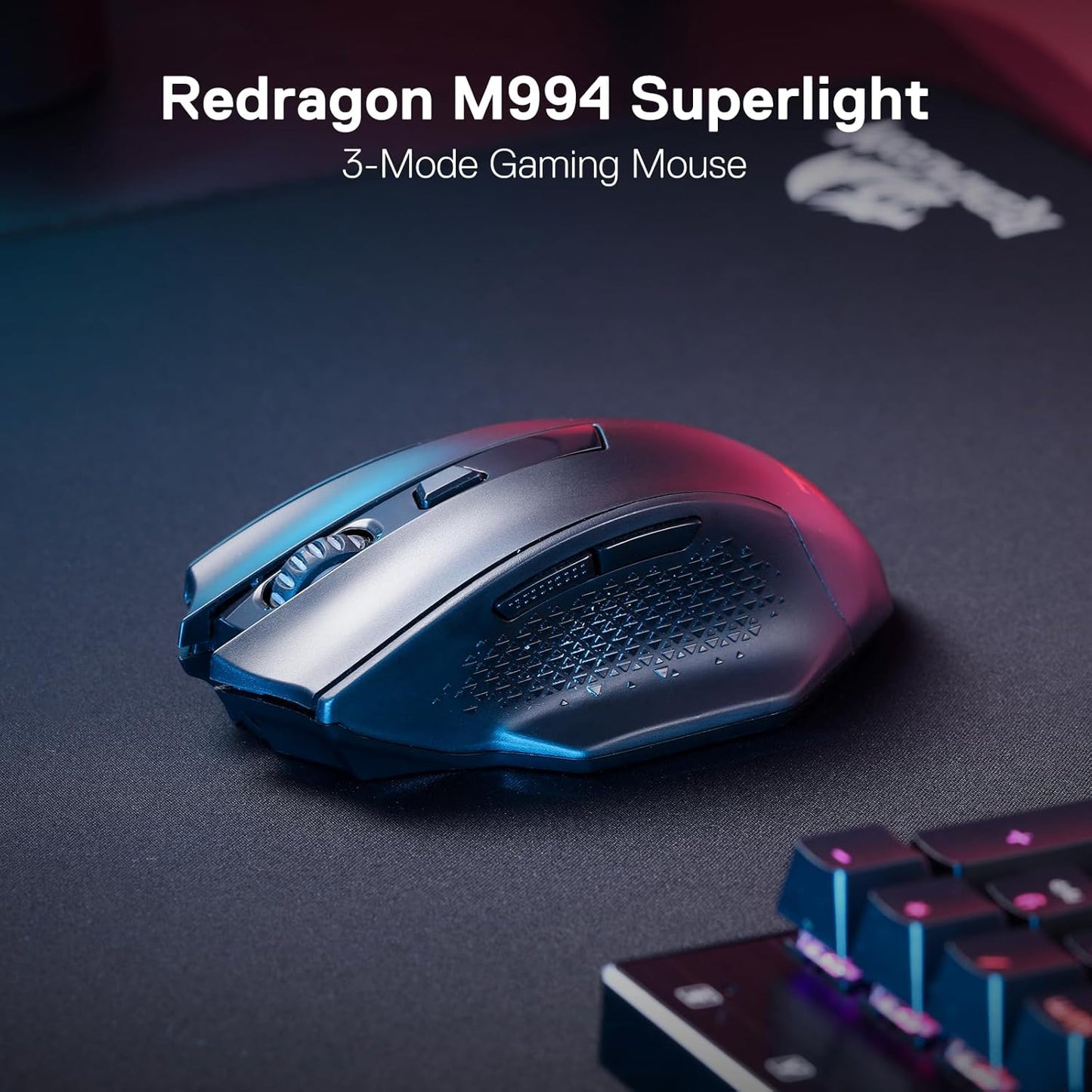 Redragon WOKI M994 ماوس ألعاب بلوتوث لاسلكي WOKI، 26000 نقطة في البوصة ماوس ألعاب سلكي/لاسلكي مع اتصال 3 أوضاع، BT و2.4G لاسلكي، 6 أزرار ماكرو، سعة طاقة متينة للكمبيوتر الشخصي/Mac/الكمبيوتر المحمول