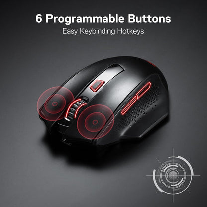 Redragon WOKI M994 ماوس ألعاب بلوتوث لاسلكي WOKI، 26000 نقطة في البوصة ماوس ألعاب سلكي/لاسلكي مع اتصال 3 أوضاع، BT و2.4G لاسلكي، 6 أزرار ماكرو، سعة طاقة متينة للكمبيوتر الشخصي/Mac/الكمبيوتر المحمول