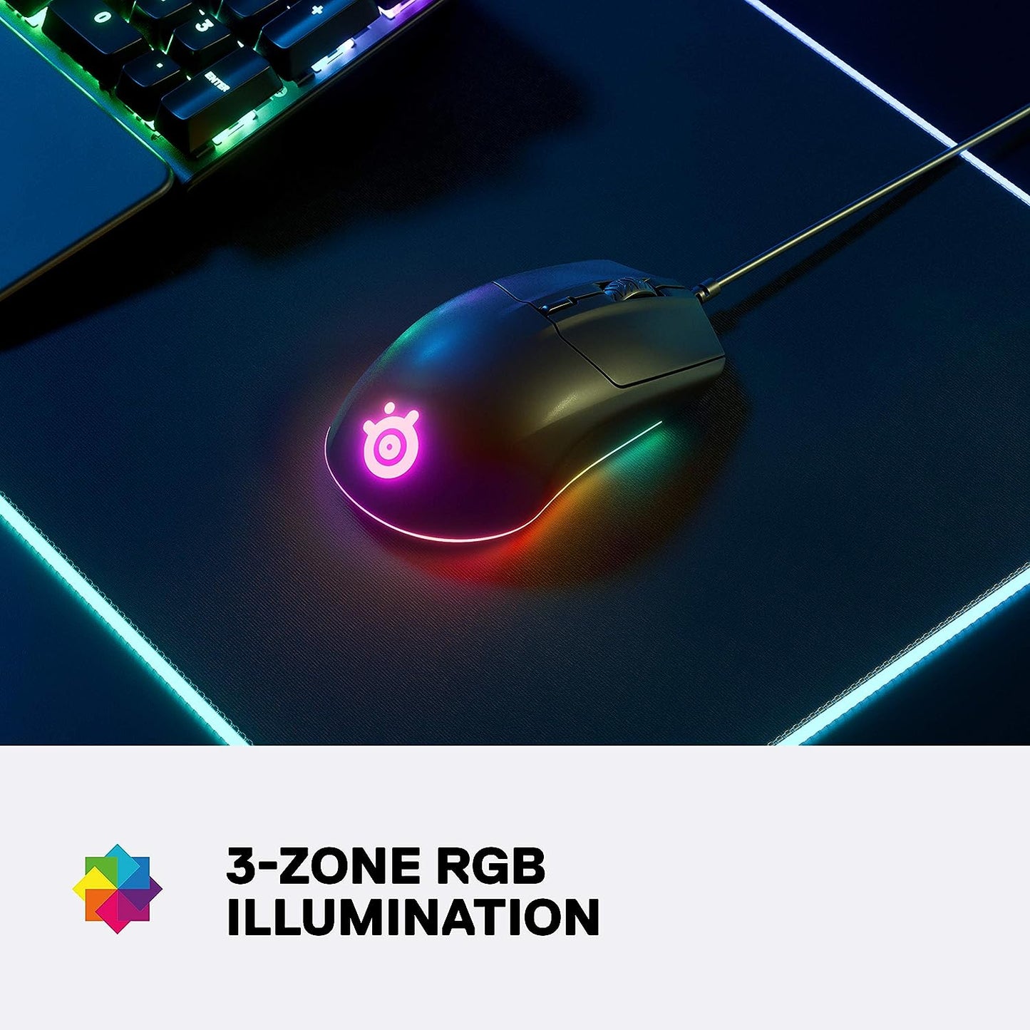 SteelSeries Rival 3 - ماوس الألعاب - مستشعر بصري TrueMove Core 8,500 CPI - 6 أزرار قابلة للبرمجة - أزرار تشغيل منفصلة