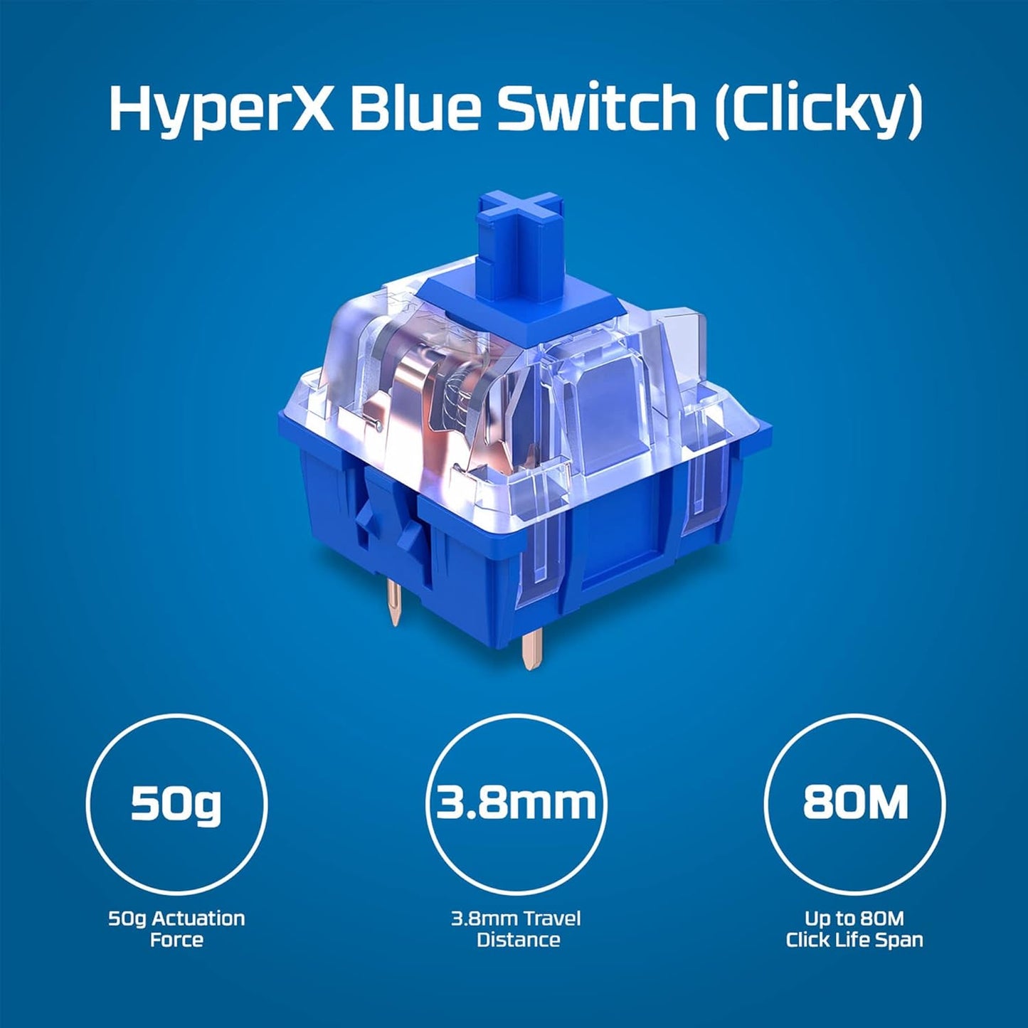 HyperX Alloy Origins PBT - لوحة مفاتيح ميكانيكية للألعاب، أغطية مفاتيح PBT، إضاءة RGB، مدمج، هيكل من الألومنيوم، أقدام قابلة للتعديل، قابلة للتخصيص مع HyperX NGENUITY، ذاكرة مدمجة - مفتاح HyperX Clicky Blue (صندوق مفتوح)
