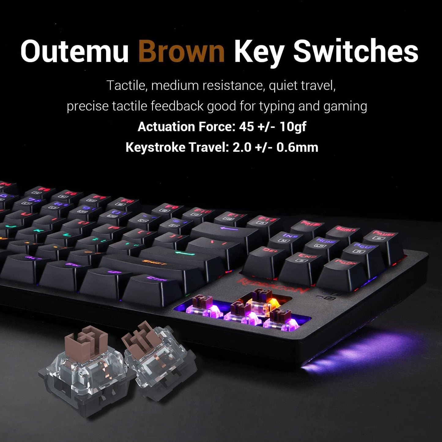 Redragon K598 TKL لوحة مفاتيح ميكانيكية لاسلكية بني مفاتيح مدمجة 87 مفتاح بدون مفتاح RGB LED لوحة مفاتيح ألعاب بإضاءة خلفية لأجهزة الكمبيوتر التي تعمل بنظام Windows