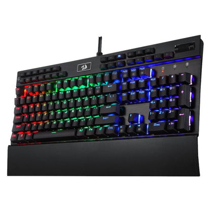 لوحة مفاتيح ميكانيكية للألعاب Redragon K550، إضاءة خلفية LED RGB مع مفاتيح بنية، تسجيل ماكرو، مسند للمعصم، التحكم في مستوى الصوت، حجم كامل، Yama، ممر USB لألعاب Windows PC (أسود)