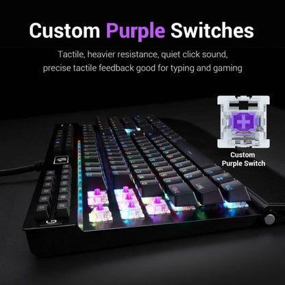 لوحة مفاتيح ميكانيكية للألعاب Redragon K550، إضاءة خلفية LED RGB مع مفاتيح بنية، تسجيل ماكرو، مسند للمعصم، التحكم في مستوى الصوت، حجم كامل، Yama، ممر USB لألعاب Windows PC (أسود)