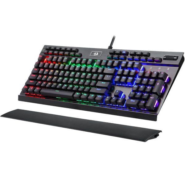 لوحة مفاتيح ميكانيكية للألعاب Redragon K550، إضاءة خلفية LED RGB مع مفاتيح بنية، تسجيل ماكرو، مسند للمعصم، التحكم في مستوى الصوت، حجم كامل، Yama، ممر USB لألعاب Windows PC (أسود)