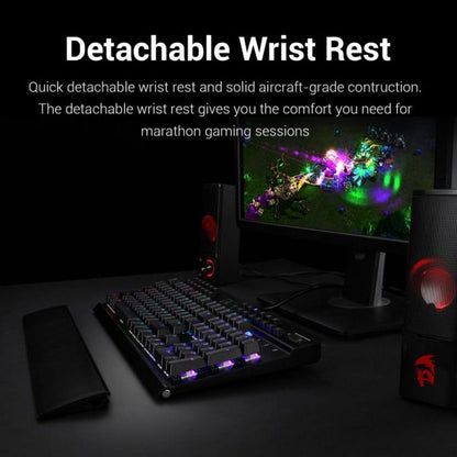 لوحة مفاتيح ميكانيكية للألعاب Redragon K550، إضاءة خلفية LED RGB مع مفاتيح بنية، تسجيل ماكرو، مسند للمعصم، التحكم في مستوى الصوت، حجم كامل، Yama، ممر USB لألعاب Windows PC (أسود)
