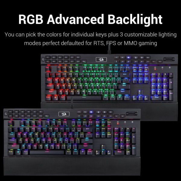 لوحة مفاتيح ميكانيكية للألعاب Redragon K550، إضاءة خلفية LED RGB مع مفاتيح بنية، تسجيل ماكرو، مسند للمعصم، التحكم في مستوى الصوت، حجم كامل، Yama، ممر USB لألعاب Windows PC (أسود)