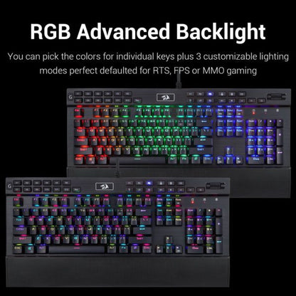 لوحة مفاتيح ميكانيكية للألعاب Redragon K550، إضاءة خلفية LED RGB مع مفاتيح بنية، تسجيل ماكرو، مسند للمعصم، التحكم في مستوى الصوت، حجم كامل، Yama، ممر USB لألعاب Windows PC (أسود)