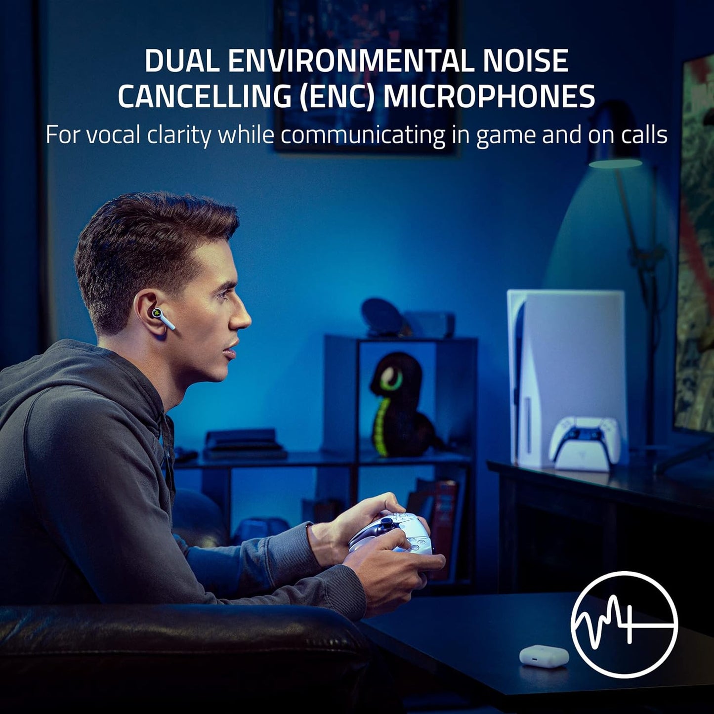 سماعات أذن Razer Hammerhead HyperSpeed لاسلكية متعددة المنصات للألعاب لأجهزة Playstation 5 / PS5 والكمبيوتر الشخصي والجوال: ANC - ميكروفون مانع للضوضاء - Bluetooth 5.2 - RGB Chroma - بطارية 30 ساعة