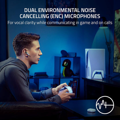 سماعات أذن Razer Hammerhead HyperSpeed لاسلكية متعددة المنصات للألعاب لأجهزة Playstation 5 / PS5 والكمبيوتر الشخصي والجوال: ANC - ميكروفون مانع للضوضاء - Bluetooth 5.2 - RGB Chroma - بطارية 30 ساعة