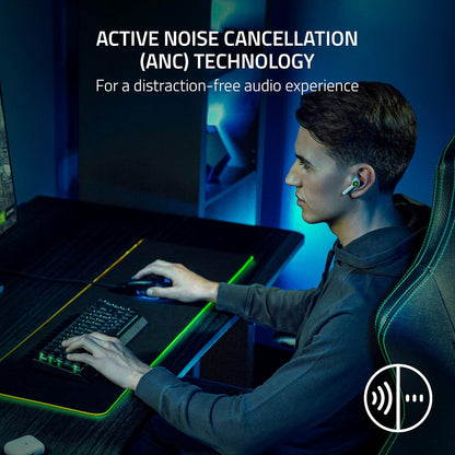 سماعات أذن Razer Hammerhead HyperSpeed لاسلكية متعددة المنصات للألعاب لأجهزة Playstation 5 / PS5 والكمبيوتر الشخصي والجوال: ANC - ميكروفون مانع للضوضاء - Bluetooth 5.2 - RGB Chroma - بطارية 30 ساعة