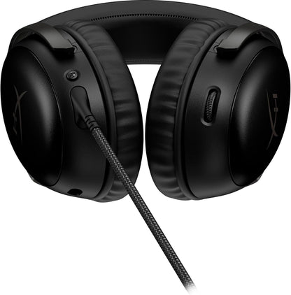 HyperX Cloud III (صندوق مفتوح) - سماعة رأس سلكية للألعاب، الكمبيوتر الشخصي، PS5، Xbox Series X|S، محركات بزاوية 53 مم، DTS، رغوة الذاكرة، إطار متين، ميكروفون فائق الوضوح 10 مم، USB-C، USB-A، 3.5 مم - أسود