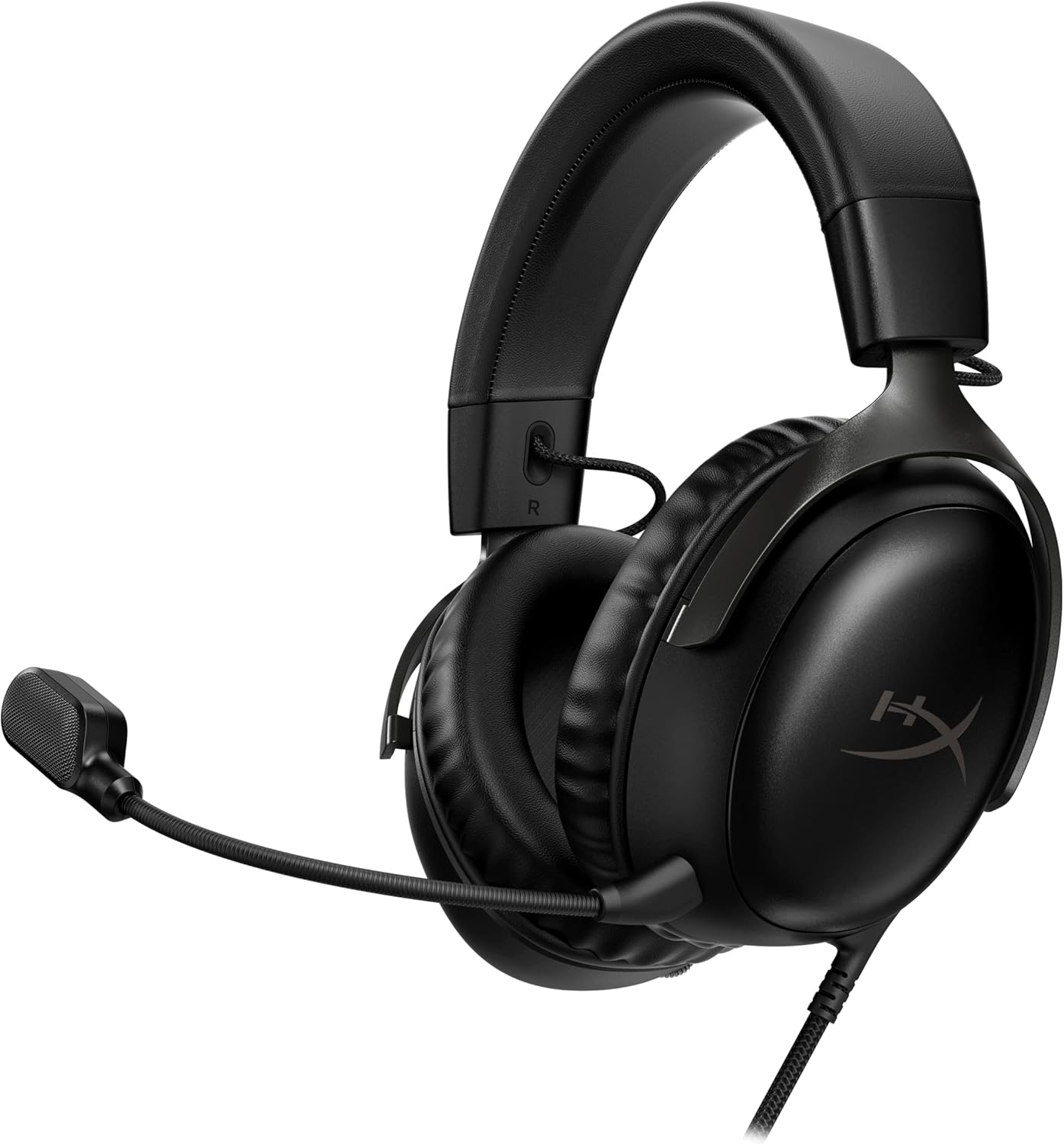 HyperX Cloud III (صندوق مفتوح) - سماعة رأس سلكية للألعاب، الكمبيوتر الشخصي، PS5، Xbox Series X|S، محركات بزاوية 53 مم، DTS، رغوة الذاكرة، إطار متين، ميكروفون فائق الوضوح 10 مم، USB-C، USB-A، 3.5 مم - أسود