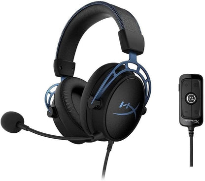 HyperX Cloud Alpha S (OPEN BOX) - سماعة رأس لألعاب الكمبيوتر الشخصي، صوت محيطي 7.1، صوت جهير قابل للتعديل، برامج تشغيل مزدوجة الغرفة، خلاط دردشة، جلد مسامي، رغوة الذاكرة، وميكروفون لإلغاء الضوضاء - أزرق