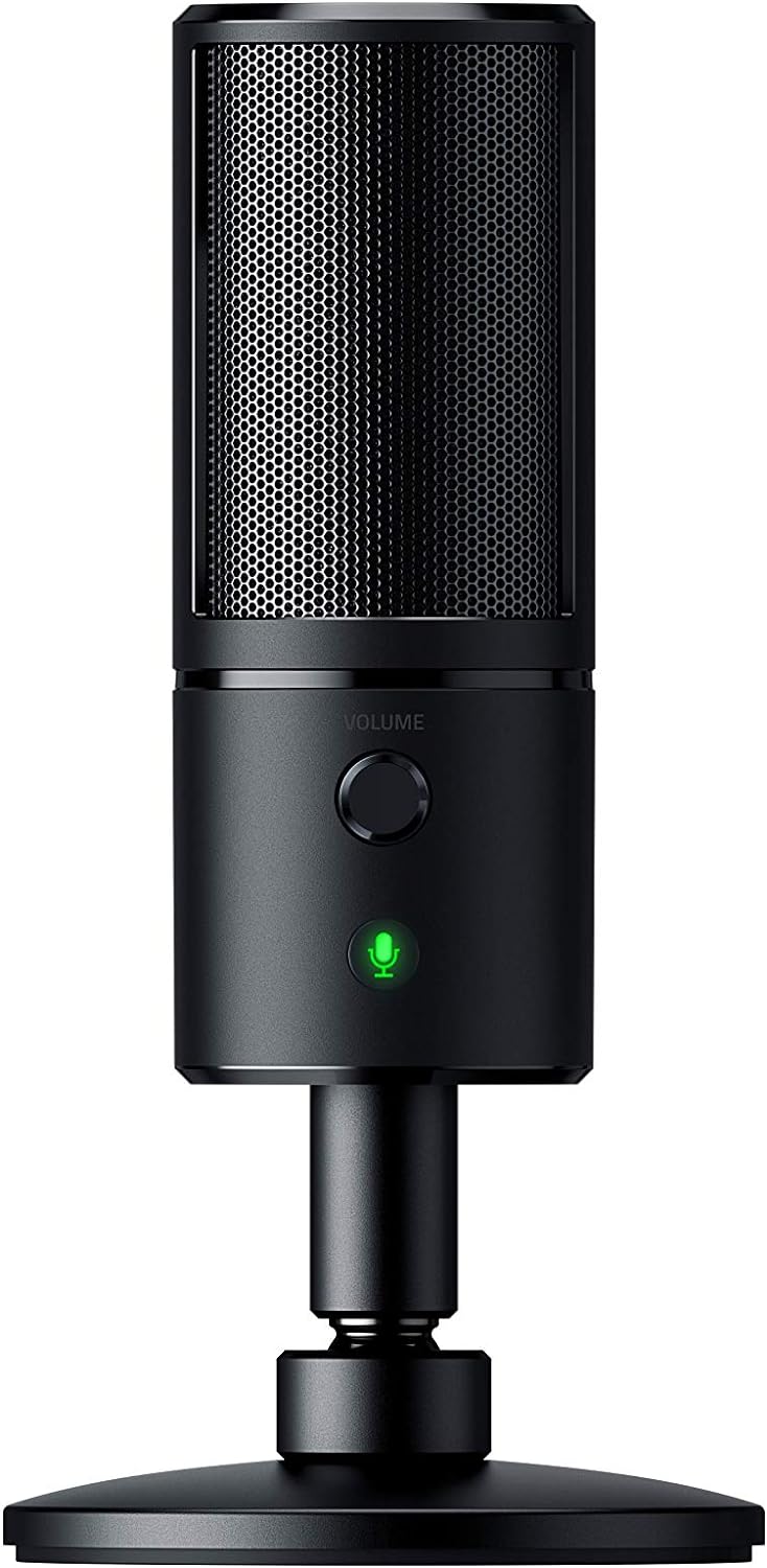 ميكروفون بث Razer Seiren Emote: شاشة LED للوجوه التعبيرية 8 بت، وجوه تعبيرية تفاعلية، ميكروفون مكثف Hypercardioid، حامل صدمات مدمج، حامل قابل للتعديل في الارتفاع والزاوية، أسود كلاسيكي