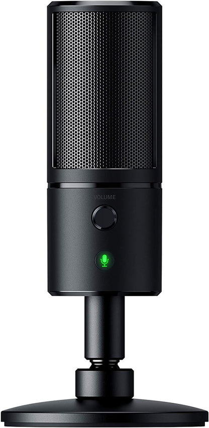 ميكروفون بث Razer Seiren Emote: شاشة LED للوجوه التعبيرية 8 بت، وجوه تعبيرية تفاعلية، ميكروفون مكثف Hypercardioid، حامل صدمات مدمج، حامل قابل للتعديل في الارتفاع والزاوية، أسود كلاسيكي