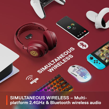 سماعة الألعاب اللاسلكية SteelSeries Arctis Nova 7 متعددة المنصات - إصدار Dragon - مجموعتان من لوحات مكبرات الصوت - لاسلكية مزدوجة 2.4 جيجا هرتز وبلوتوث - بطارية شحن سريع 38 ساعة - الكمبيوتر الشخصي، بلاي ستيشن، ماك، الهاتف المحمول، سويتش