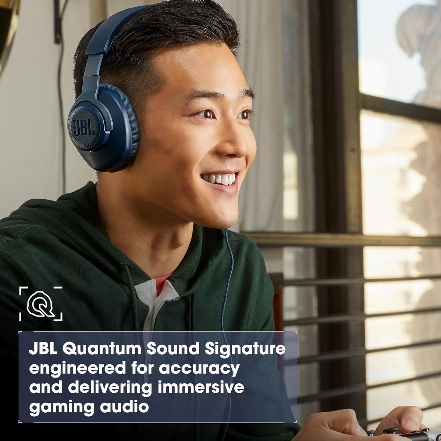 JBL Quantum 100 - سماعات رأس سلكية للألعاب - أبيض، كبير