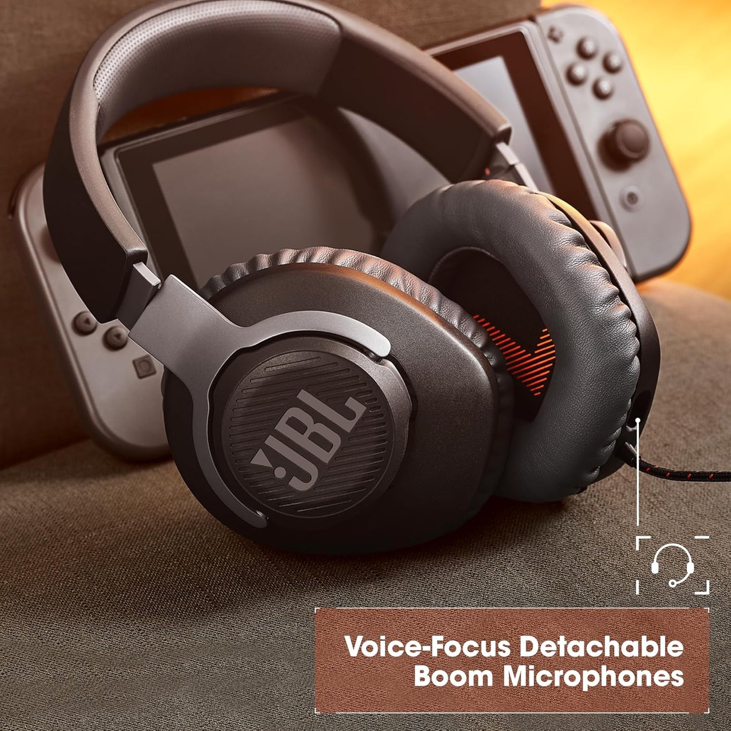 JBL Quantum 100 - سماعات رأس سلكية للألعاب - أبيض، كبير