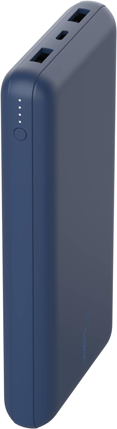بطارية بيلكين 20K Boost Charge الخارجية مع كابل USB-A إلى USB-C باللون الأزرق