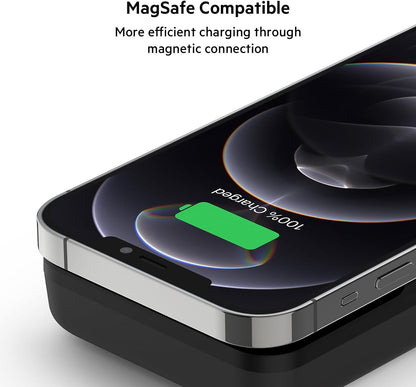 بنك الطاقة Belkin BoostCharge المغناطيسي 10 كيلو مللي أمبير في الساعة - شاحن iPhone سريع مغناطيسي 7.5 وات - شاحن لاسلكي لحزمة البطارية المتوافقة مع MagSafe - شاحن USBC - شاحن محمول لأجهزة iPhone 14 وiPhone 13 و12
