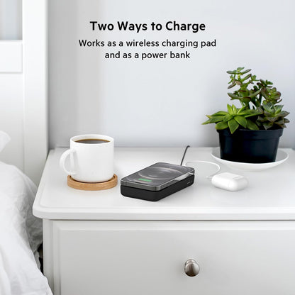 بنك الطاقة Belkin BoostCharge المغناطيسي 10 كيلو مللي أمبير في الساعة - شاحن iPhone سريع مغناطيسي 7.5 وات - شاحن لاسلكي لحزمة البطارية المتوافقة مع MagSafe - شاحن USBC - شاحن محمول لأجهزة iPhone 14 وiPhone 13 و12