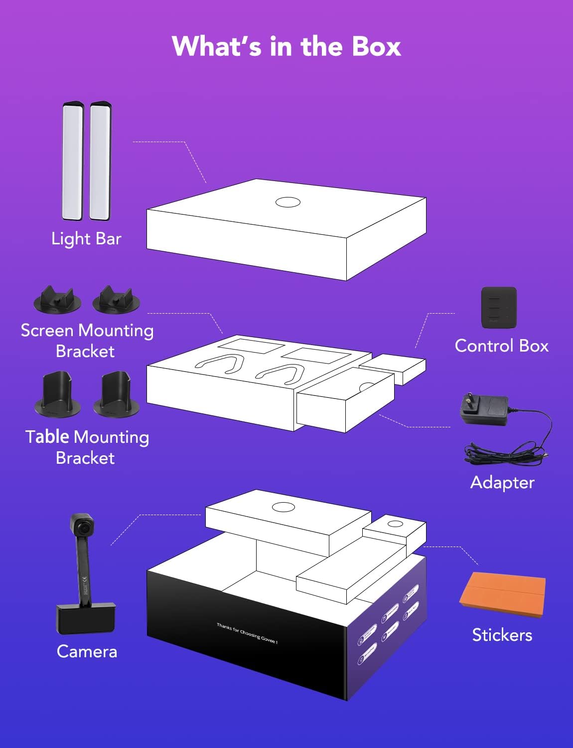 أشرطة إضاءة Govee Flow Pro Wi-Fi TV - H6054