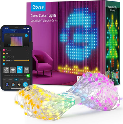 أضواء ستارة ذكية Govee WiFi، LED متغيرة اللون، مقاومة للماء IP65، 520 مصباح LED RGBIC (5x6.6 قدم)