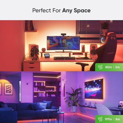 مجموعة Nanoleaf Essentials WiFi Bluetooth & Thread Smart LED Lightstrip 80 بوصة (2 متر) - RGB والأبيض، التطبيق والتحكم الصوتي (يعمل مع Apple Home، Google Home، Samsung SmartThings)