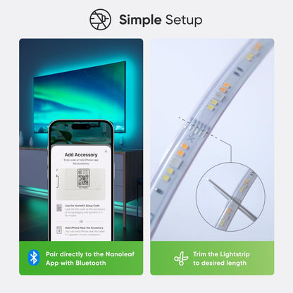مجموعة Nanoleaf Essentials WiFi Bluetooth & Thread Smart LED Lightstrip 80 بوصة (2 متر) - RGB والأبيض، التطبيق والتحكم الصوتي (يعمل مع Apple Home، Google Home، Samsung SmartThings)
