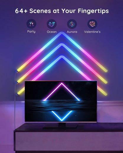 مصابيح حائط LED Govee Glide RGBIC، 8 قطع مع 4 زوايا، شريط إضاءة LED لديكور المنزل لمزامنة الموسيقى لبث غرفة نوم التلفزيون، متعدد الألوان قابل للتخصيص، Alexa وGoogle Assistant، (محول واحد فقط) (H6062)