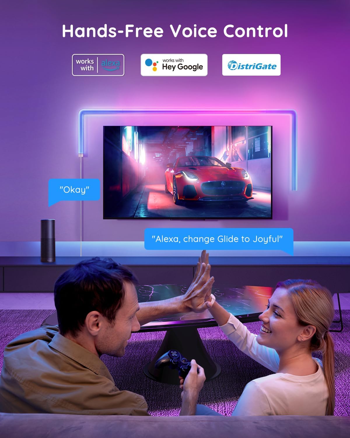 مصابيح حائط LED Govee Glide RGBIC، 8 قطع مع 4 زوايا، شريط إضاءة LED لديكور المنزل لمزامنة الموسيقى لبث غرفة نوم التلفزيون، متعدد الألوان قابل للتخصيص، Alexa وGoogle Assistant، (محول واحد فقط) (H6062)