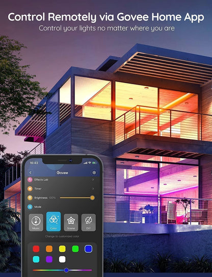 Govee Smart LED Strip Lights، H6127 16.4ft (5M) WiFi LED Strip Lighting يعمل مع Alexa وGoogle Assistant، 16 مليون لون مع التحكم في التطبيقات ومزامنة الموسيقى LED أضواء للغرفة والمطبخ والتلفزيون وعيد الميلاد