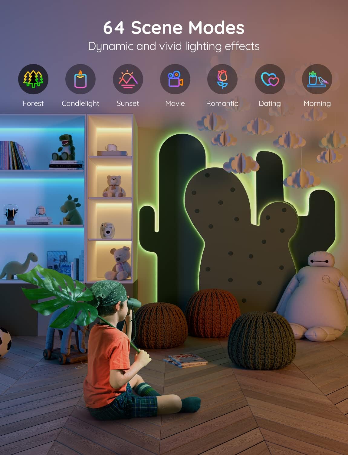 مصابيح شريط LED ذكية Govee 30M H615E، مصابيح LED WiFi RGB تعمل مع Alexa ومساعد Google، شريط إضاءة متغير اللون مع مزامنة الموسيقى، أضواء LED يتم التحكم فيها من خلال التطبيق لغرفة النوم والحفلات وغرفة المعيشة