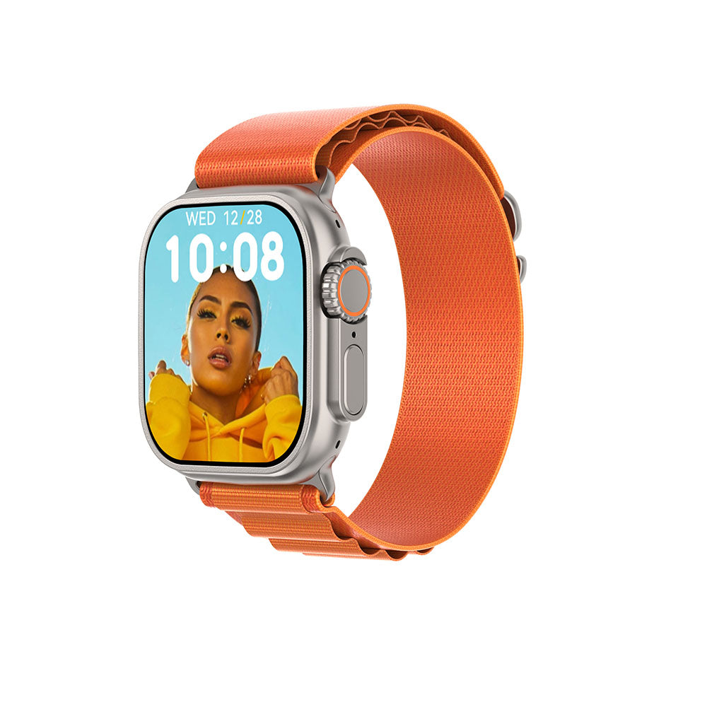 ساعة DT NO.1 Ultra Max Plus الأصلية SmartWatch بحزام مزدوج برتقالي وأسود