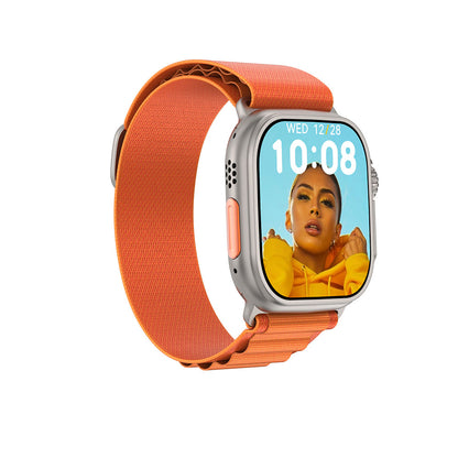 ساعة DT NO.1 Ultra Max Plus الأصلية SmartWatch بحزام مزدوج برتقالي وأسود