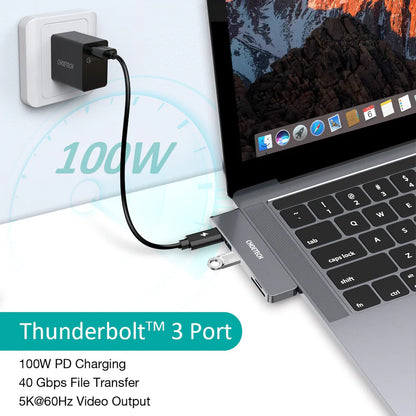 محول موزع يو إس بي من النوع سي 7 في 1 من CHOETECH HUB-M14 مزود بمنفذ HDMI بدقة 4K ومنفذي يو إس بي 3.0 وتوصيل طاقة يو إس بي سي بقوة 100 وات، ميكرو