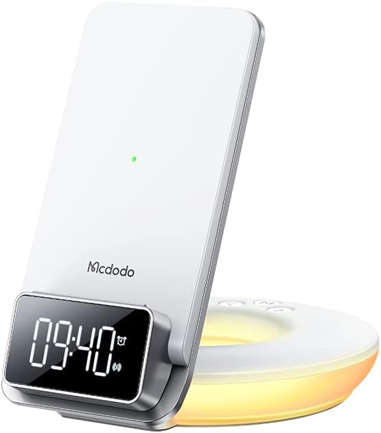 mcdodo CH-1610 15W 4-in-1 محطة شحن مكتبية متعددة الوظائف ضوء ليلي / ساعة منبه