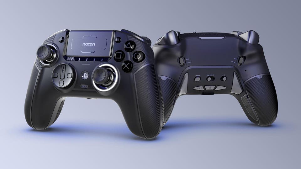 وحدة تحكم الألعاب اللاسلكية NACON Revolution 5 Pro المرخصة رسميًا لأجهزة PS5 / PS4 / الكمبيوتر الشخصي - تأثير القاعة، توقفات الزناد، أزرار قابلة للتخطيط، صوت بلوتوث - ثلاثي أسود