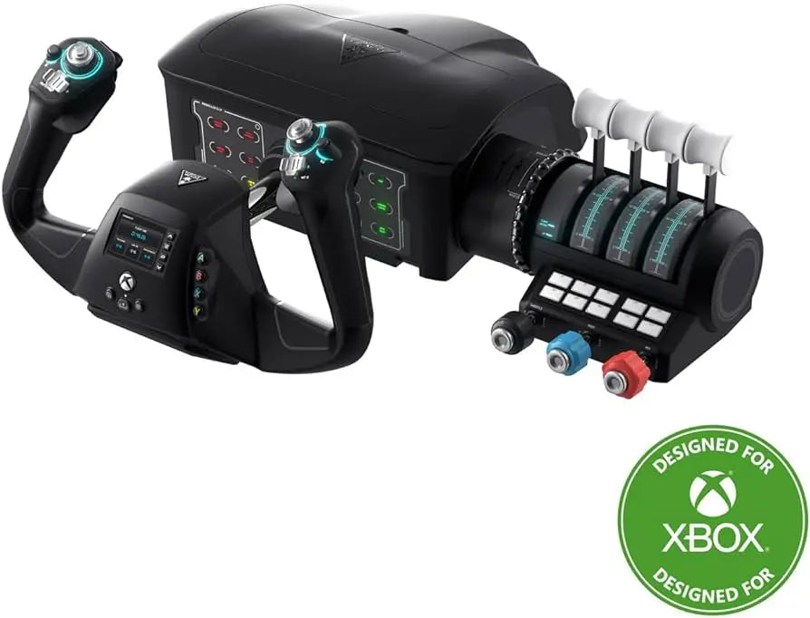 نظام التحكم العالمي في الطيران من Turtle Beach VelocityOne - Xbox Series X وXbox Series S وXbox One وWindows 10 و11 جهاز كمبيوتر مع مقبض Yoke وربع خانق وعجلة تقليم وأدوات تحكم في الدفة