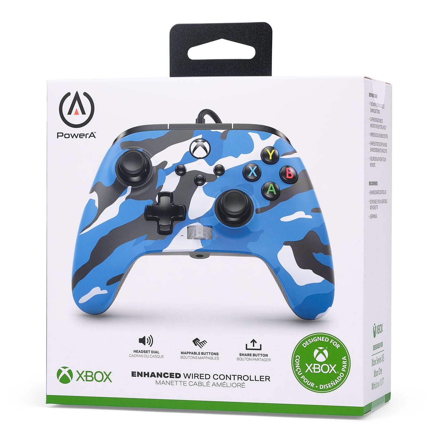 وحدة تحكم سلكية محسنة PowerA لأجهزة Xbox Series X|S - مموهة باللون الأزرق المعدني، لوحة ألعاب، وحدة تحكم ألعاب فيديو سلكية، وحدة تحكم ألعاب، مرخصة رسميًا لأجهزة Xbox