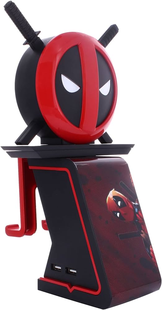 Marvel Deadpool - حامل شحن الهاتف ووحدة التحكم - وحدة تحكم الألعاب المضيئة / الهاتف المحمول / حامل شحن الجهاز، يتضمن كابل شحن 4 بوصات (أصلي)
