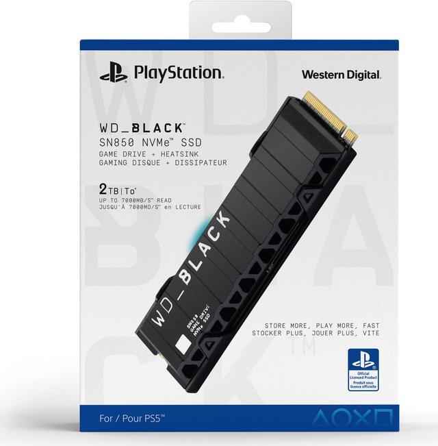 محرك الأقراص الصلبة ويسترن ديجيتال 2 تيرابايت SN850 NVMe SSD لوحدات تحكم PS5 مع مبدد حراري - Gen4 PCIe، M.2 2280، ما يصل إلى 7000 ميجابايت/ثانية - WDBBKW0020BBK-WRSN