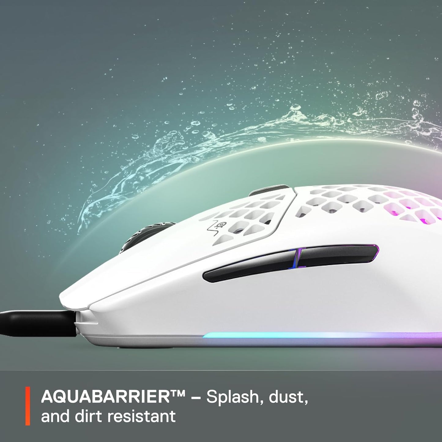 SteelSeries Aerox 3 - ماوس ألعاب خفيف للغاية - مستشعر بصري TrueMove Core 8,500 CPI - تصميم مقاوم للماء خفيف الوزن للغاية 59 جم - اتصال USB-C عالمي - ثلج